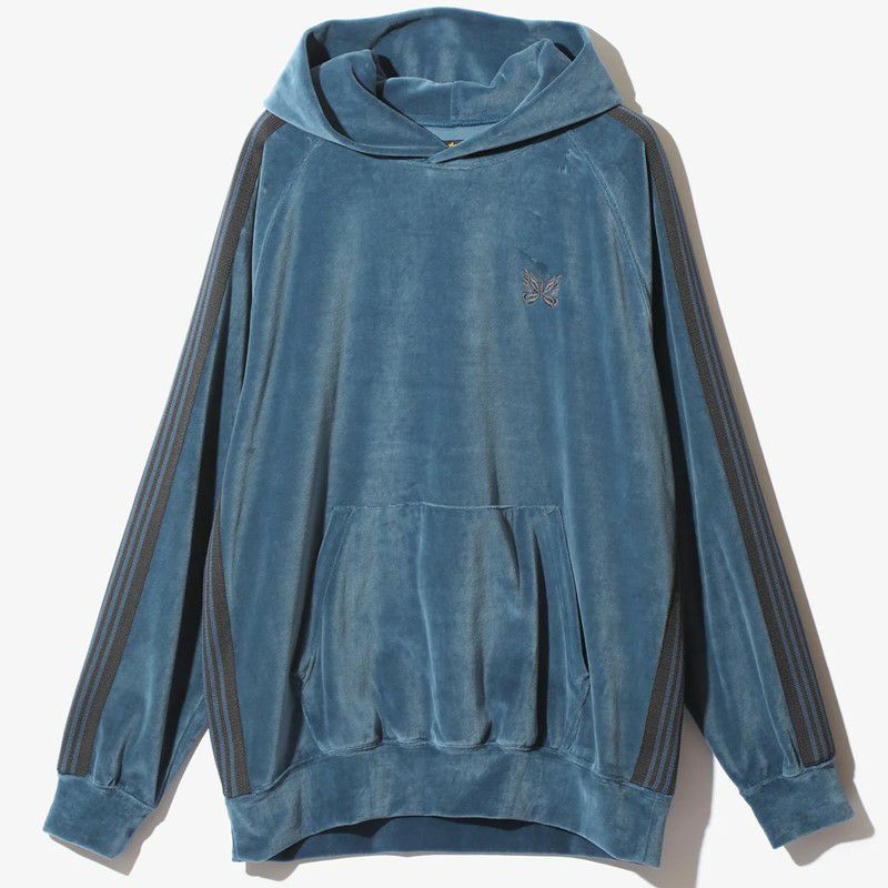 Needles トラックフーディ　ベロア　ブルーグレイXS NEEDLES/ニードルズ】TRACK HOODY - C/PE VELOUR・NS252(S・M・Lサイズ)