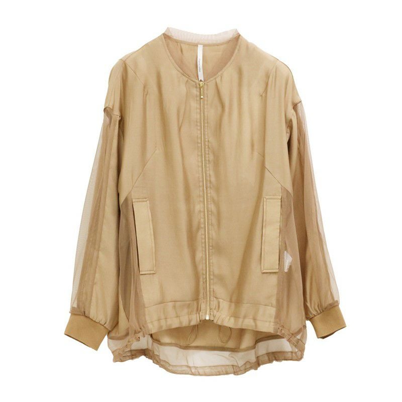 てぃな　まとめ売りDignite collier シアーブルゾン ベージュ Dignite collier/ディニテコリエ】メッシュ切替シアーブルゾン