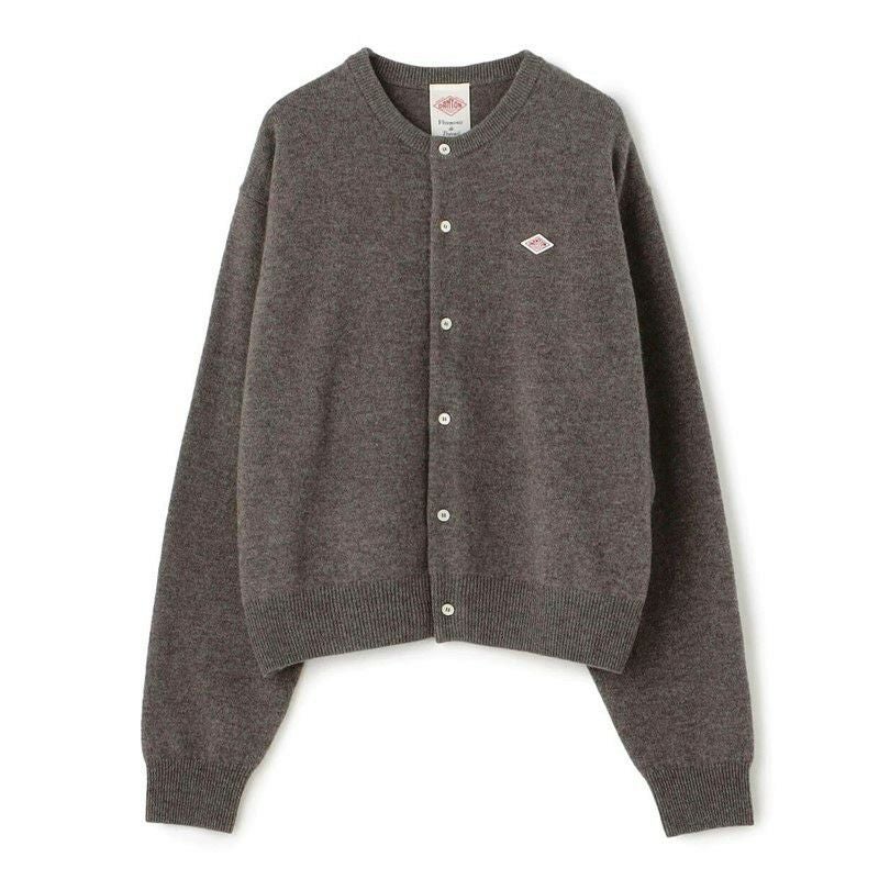 DANTON グレー ボタン付きカーディガン　44 DANTON/ダントン】WOMEN'S LAMBSWOOL CREW NECK KNIT CARDIGAN・DT