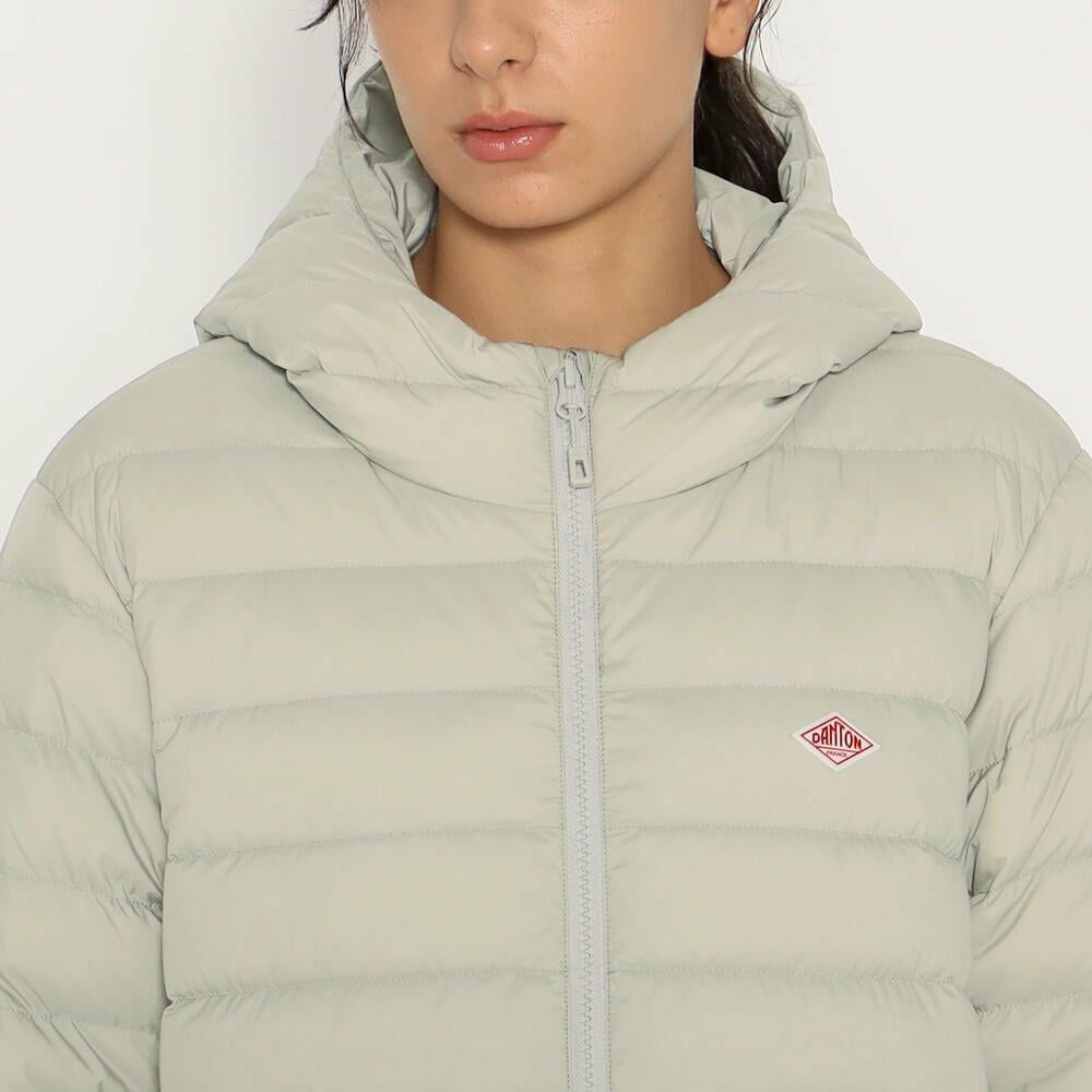DANTON ベージュ ダウンジャケット フード付き DANTON/ダントン】WOMEN'S NYLON TAFFETA MIDDLE DOWN HOODED COAT・DT