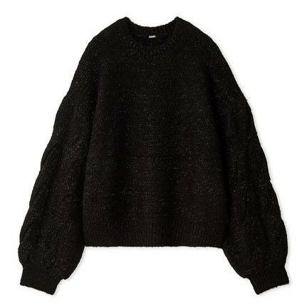 Mila Owen/ミラオーウェン】ミドルゲージケーブルスリーブニットプル