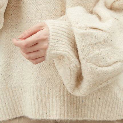 Mila Owen/ミラオーウェン】ミドルゲージケーブルスリーブニットプル