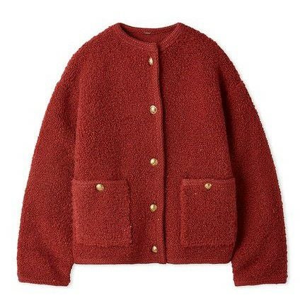 Mila Owen/ミラオーウェン】金釦ノーカラーコンパクトラメニット