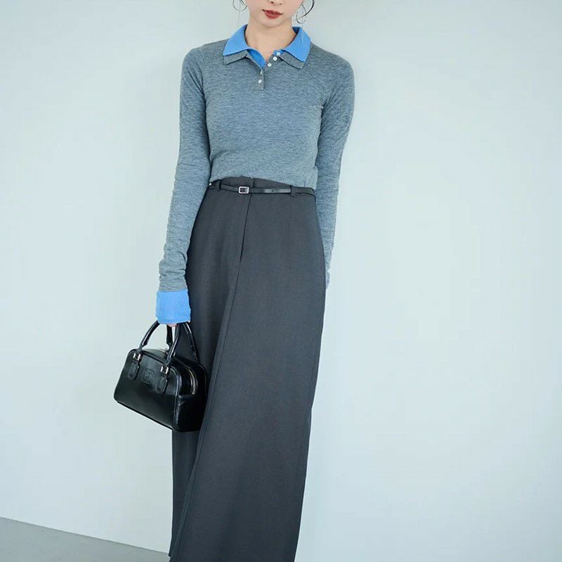 SNIDEL/スナイデル】Sustainableレイヤードポロニットプルオーバー