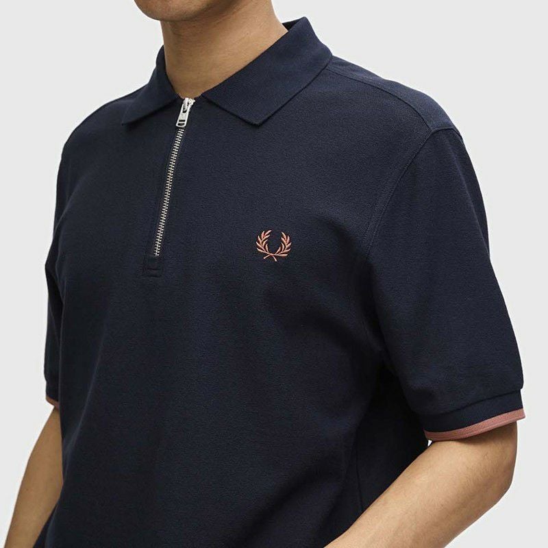 FRED PERRY/フレッドペリー】メンズ Crepe Pique Zip Neck Polo Shirt