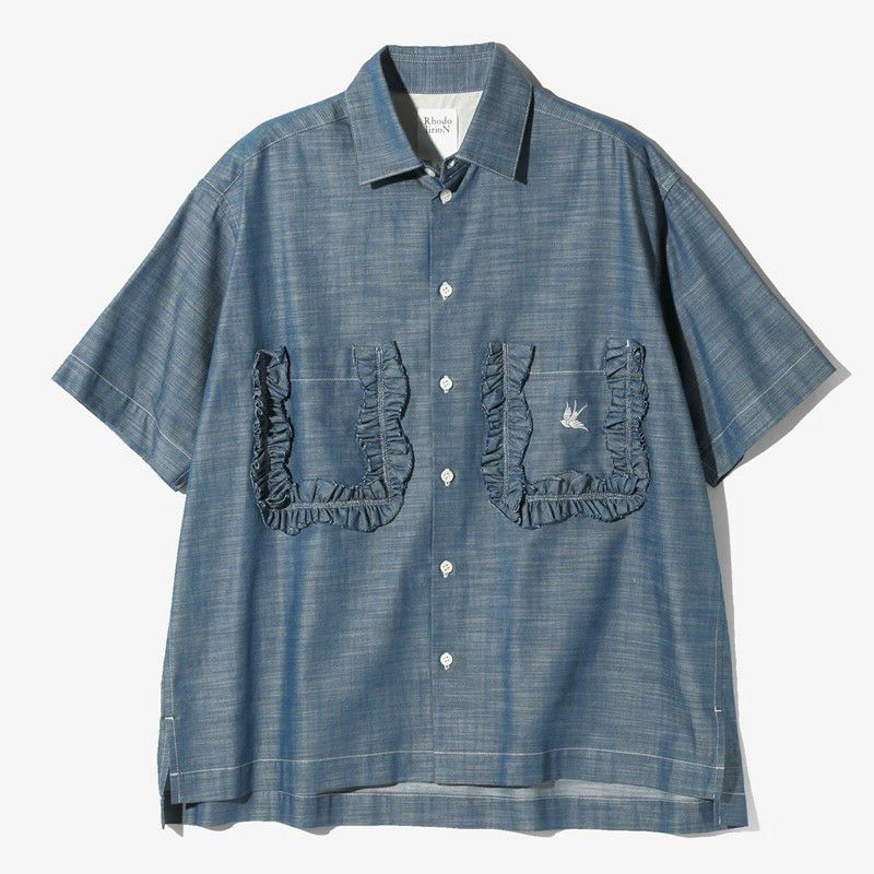 RHODOLIRION ロドリリオン デニムシャツ　半袖 RhodolirioN/ロドリリオン】ウィメンズ Frill Pocket Shirt(フリル
