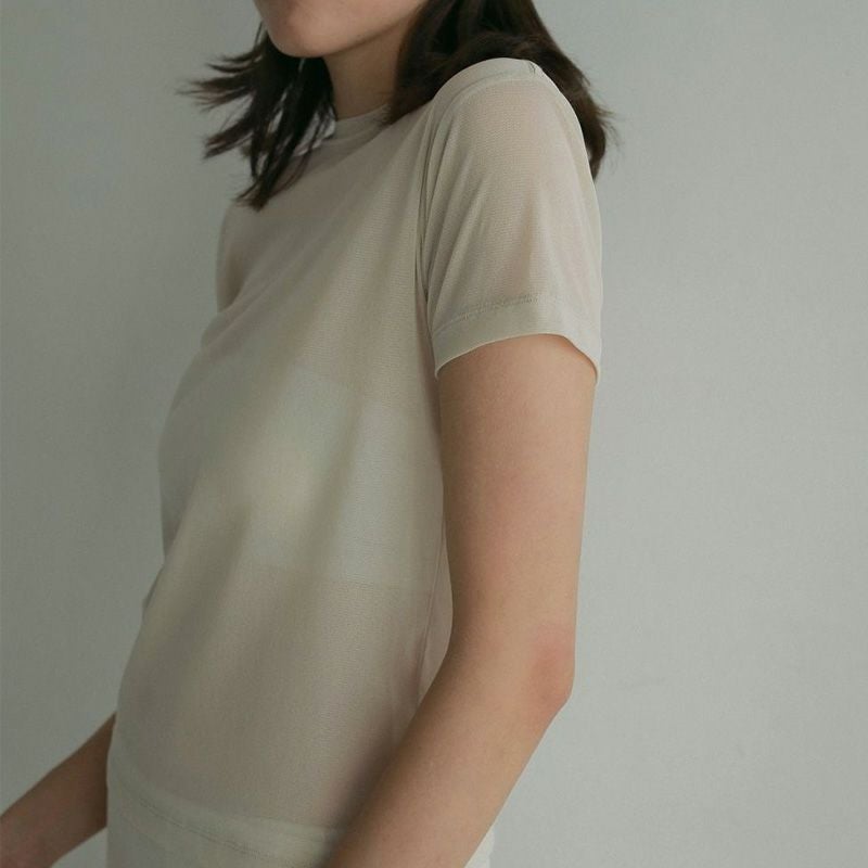anuke/アンヌーク】Sheer Tulle T-shirts(シアーチュールTシャツ