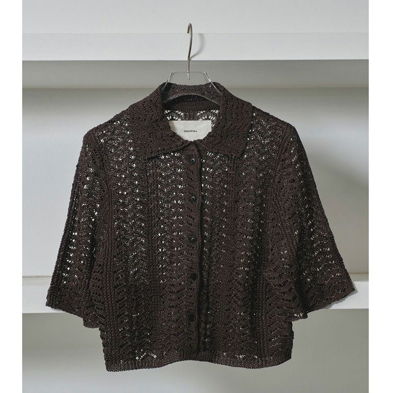 〈美品〉todayful / Lace Knit Shirts グレーF TODAYFUL/トゥデイフル】Lace Knit Shirts(レースニットシャツ)・12510516