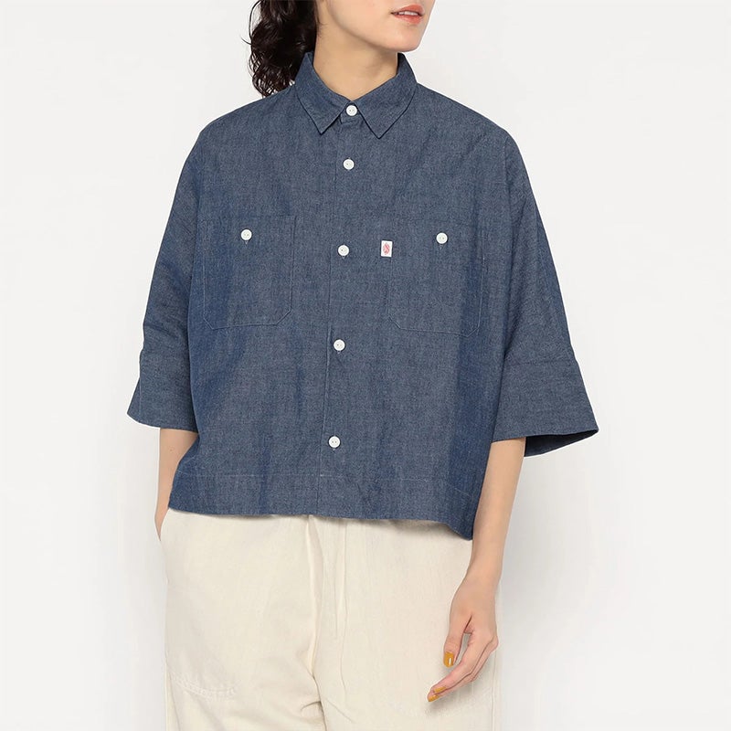 DANTON/ダントン】コットン＆シャンブレー ドルマンスリーブ半袖ワーク
