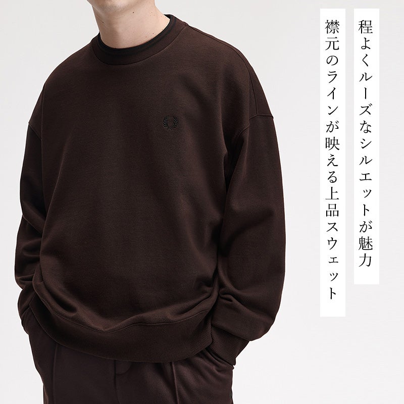 FRED PERRY フレッドペリー M3497 オーバーサイズ ティップド スウェットシャツ メンズ クルーネック