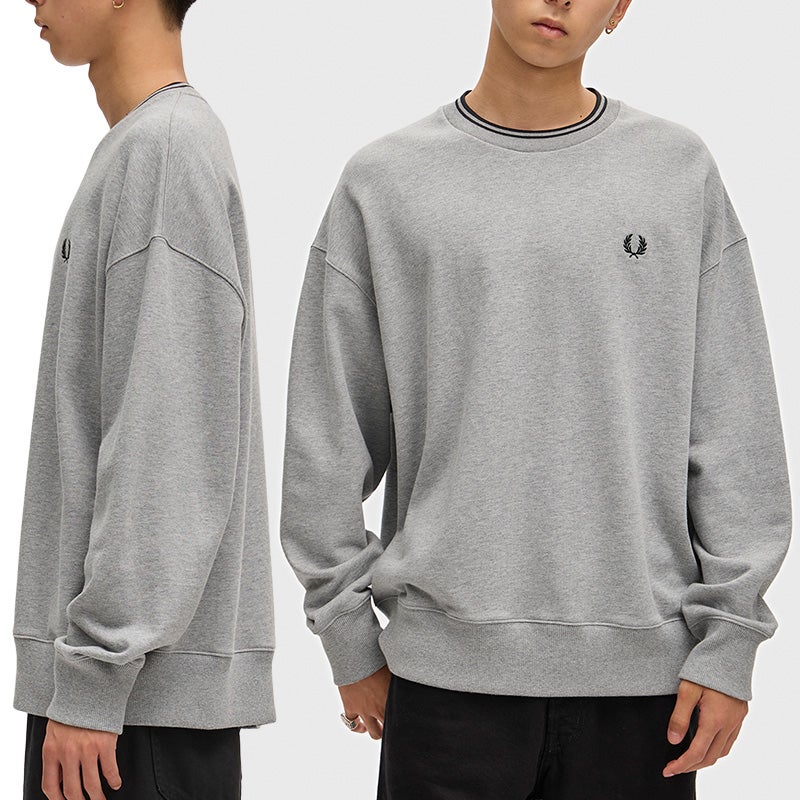 FRED PERRY フレッドペリー M3497 オーバーサイズ ティップド スウェットシャツ メンズ クルーネック