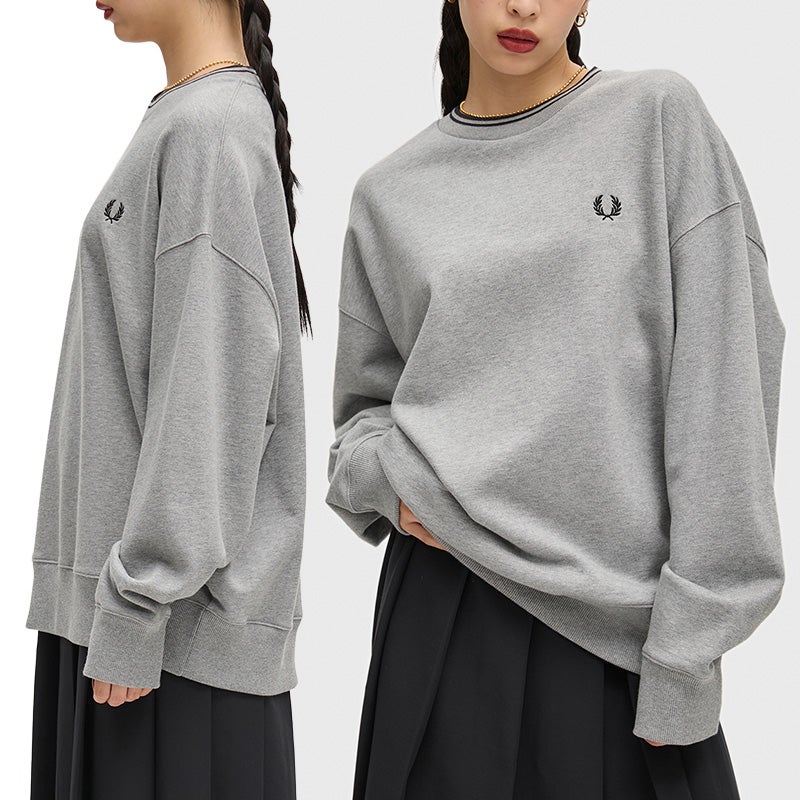 FRED PERRY フレッドペリー M3497 オーバーサイズ ティップド スウェットシャツ メンズ クルーネック