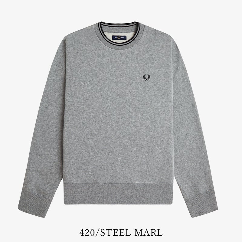 FRED PERRY フレッドペリー M3497 オーバーサイズ ティップド スウェットシャツ メンズ クルーネック